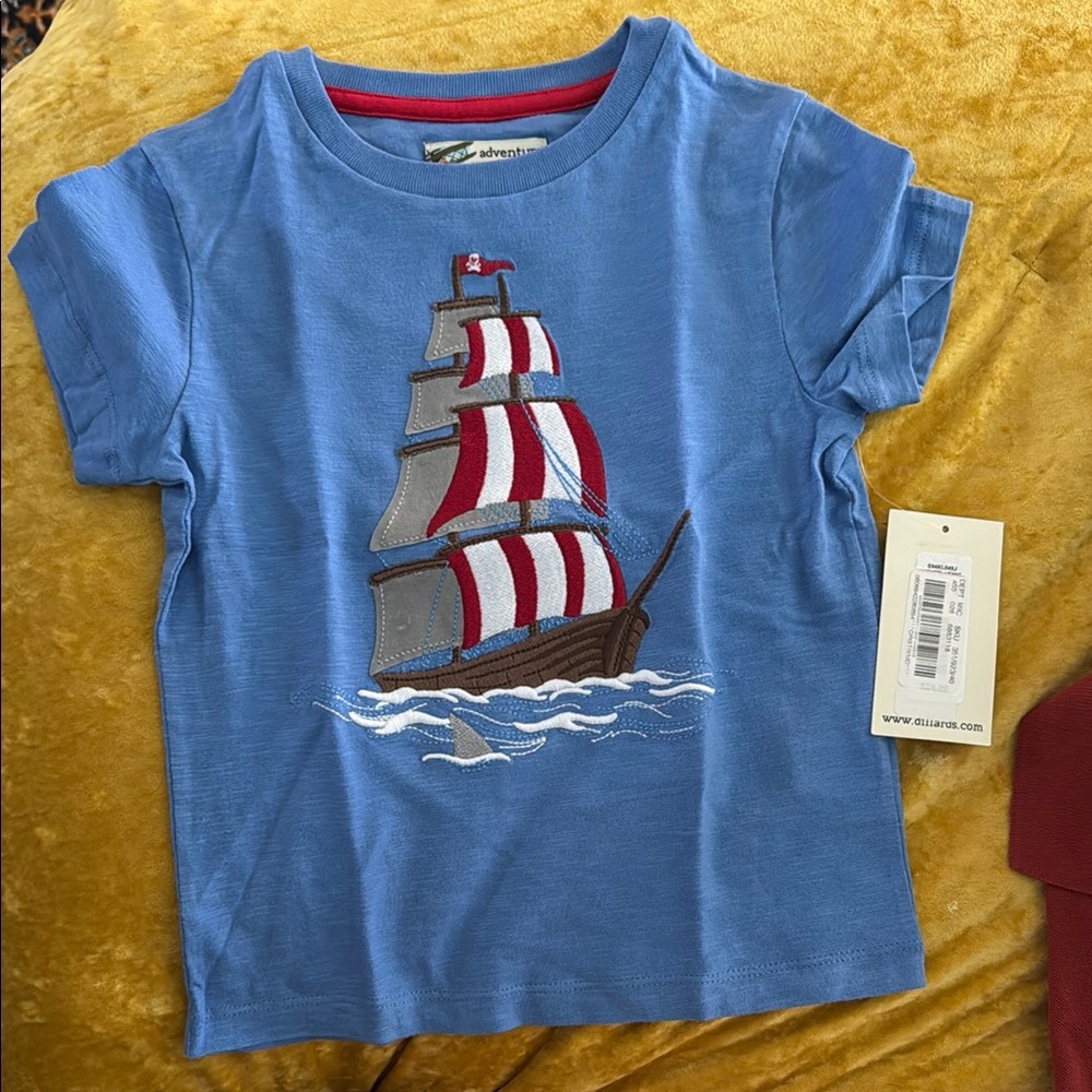 Blue and Red Nautical Graphic Short Sleeve Tee